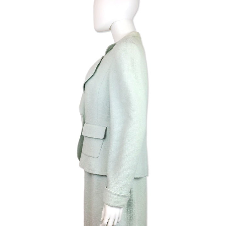 Chanel S/S 97 Light Teal Tweed Double-Breasted Blazer