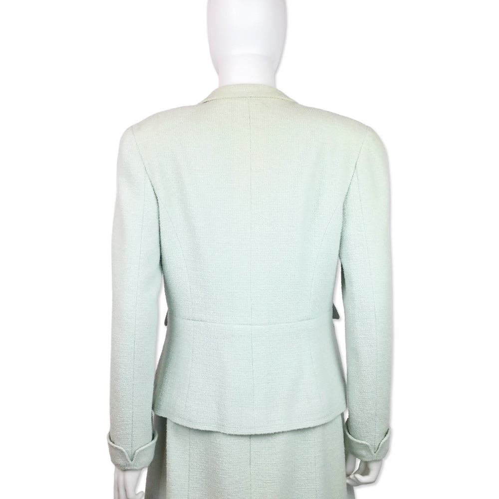 Chanel S/S 97 Light Teal Tweed Double-Breasted Blazer