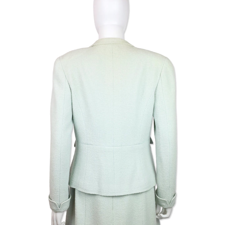 Chanel S/S 97 Light Teal Tweed Double-Breasted Blazer