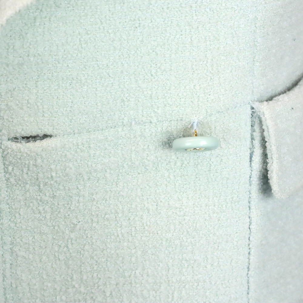 Chanel S/S 97 Light Teal Tweed Double-Breasted Blazer