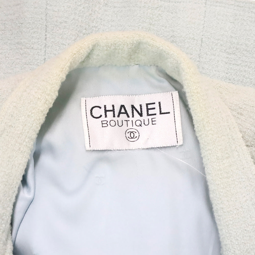 Chanel S/S 97 Light Teal Tweed Double-Breasted Blazer