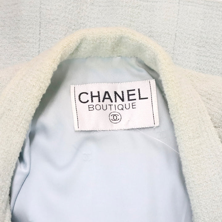 Chanel S/S 97 Light Teal Tweed Double-Breasted Blazer