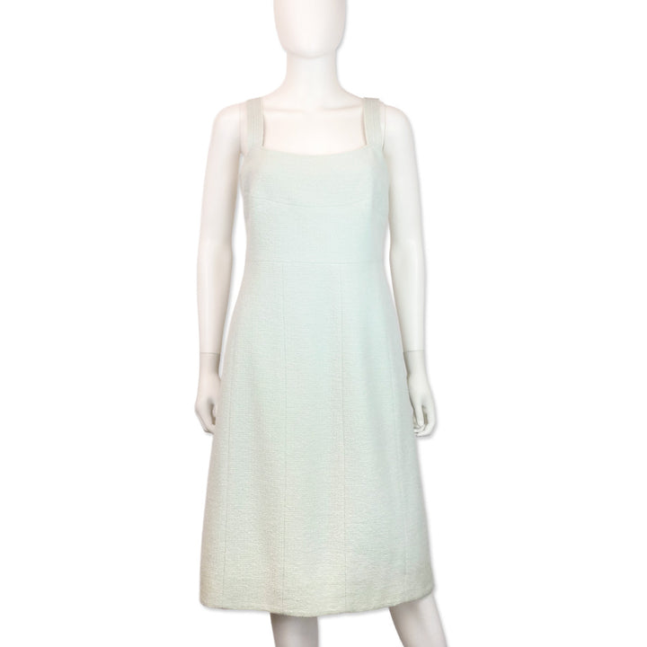 Chanel S/S 97 Light Teal Tweed Sleeveless Mid Dress