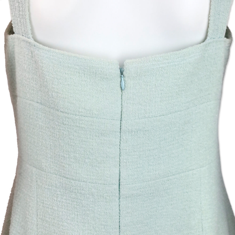 Chanel S/S 97 Light Teal Tweed Sleeveless Mid Dress