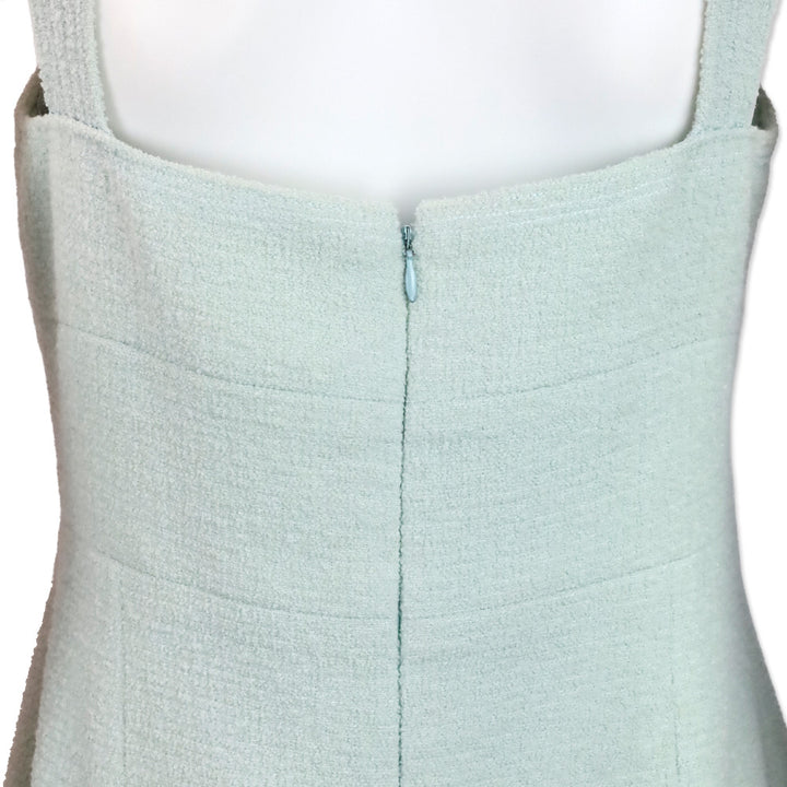 Chanel S/S 97 Light Teal Tweed Sleeveless Mid Dress