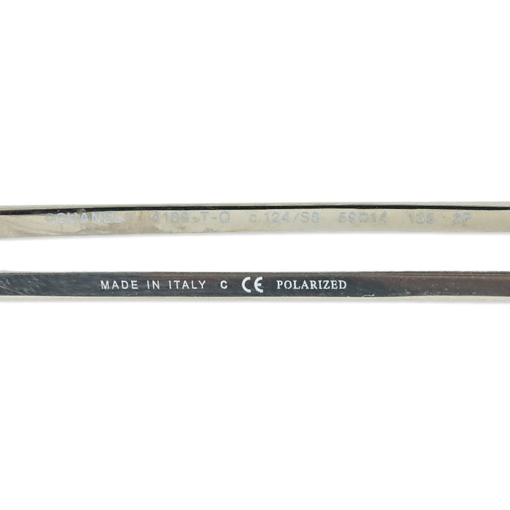 Chanel Silver Titanium & Black Calfskin Pilot Sunglasses