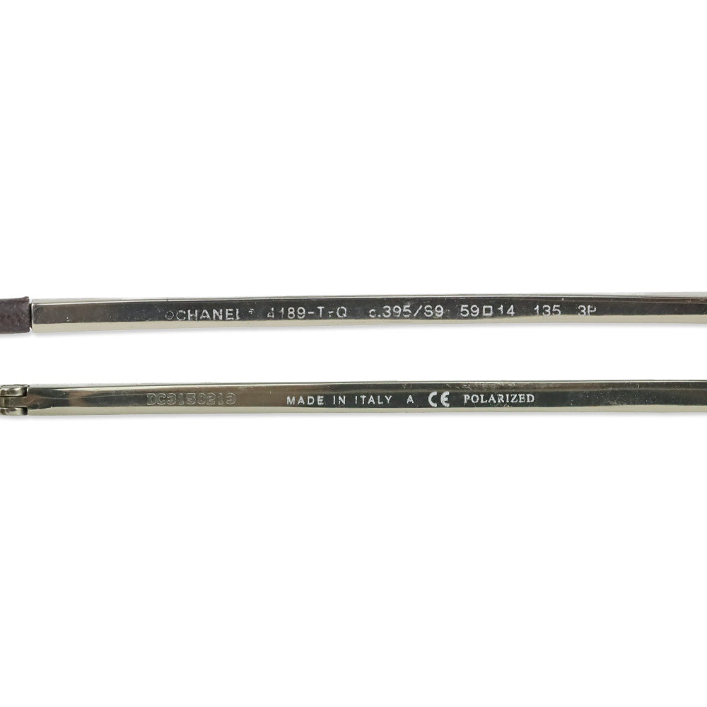 Chanel Silver Titanium & Calfskin Pilot Sunglasses