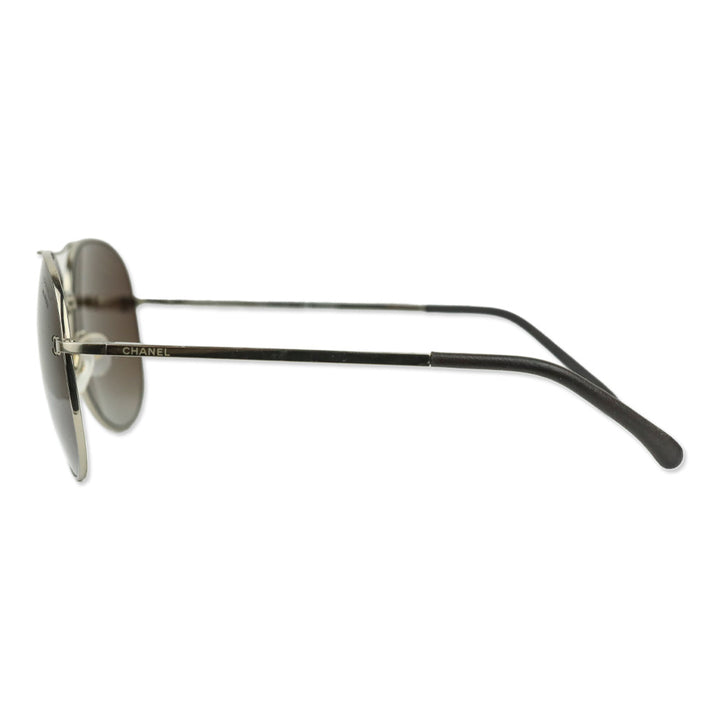 Chanel Silver Titanium & Calfskin Pilot Sunglasses