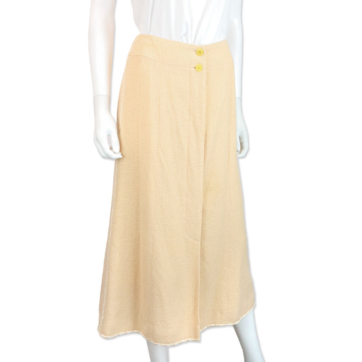 Chanel Spring 1999 Peach Midi Wool-Blend Skirt