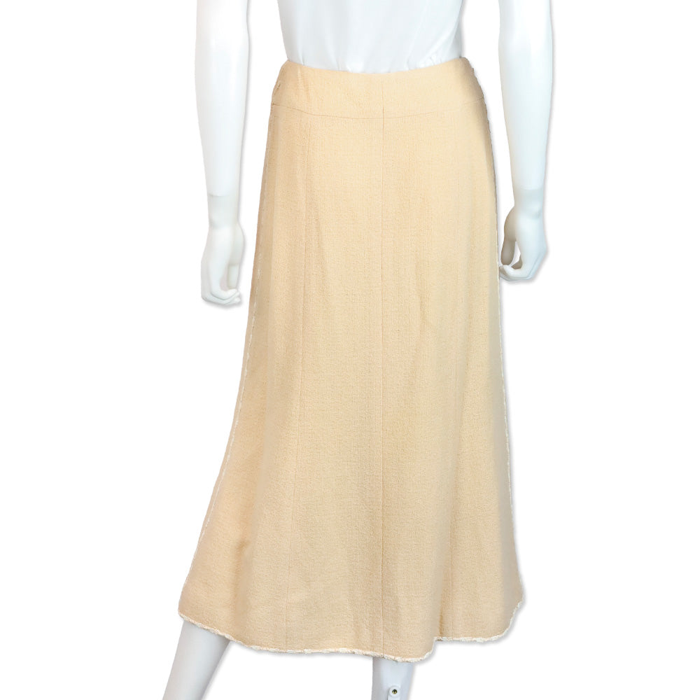 Chanel Spring 1999 Peach Midi Wool-Blend Skirt