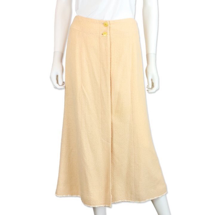 Chanel Spring 1999 Peach Midi Wool-Blend Skirt