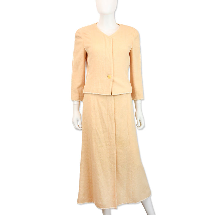 Chanel Spring 1999 Peach Midi Wool-Blend Skirt