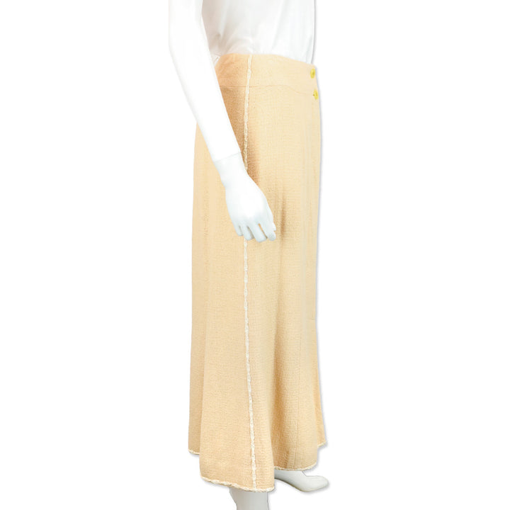 Chanel Spring 1999 Peach Midi Wool-Blend Skirt