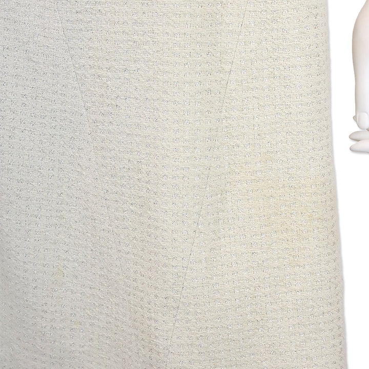 Chanel Spring 2001 Ivory/Metallic Silver Pearl Tweed Suit Jacket & Skirt