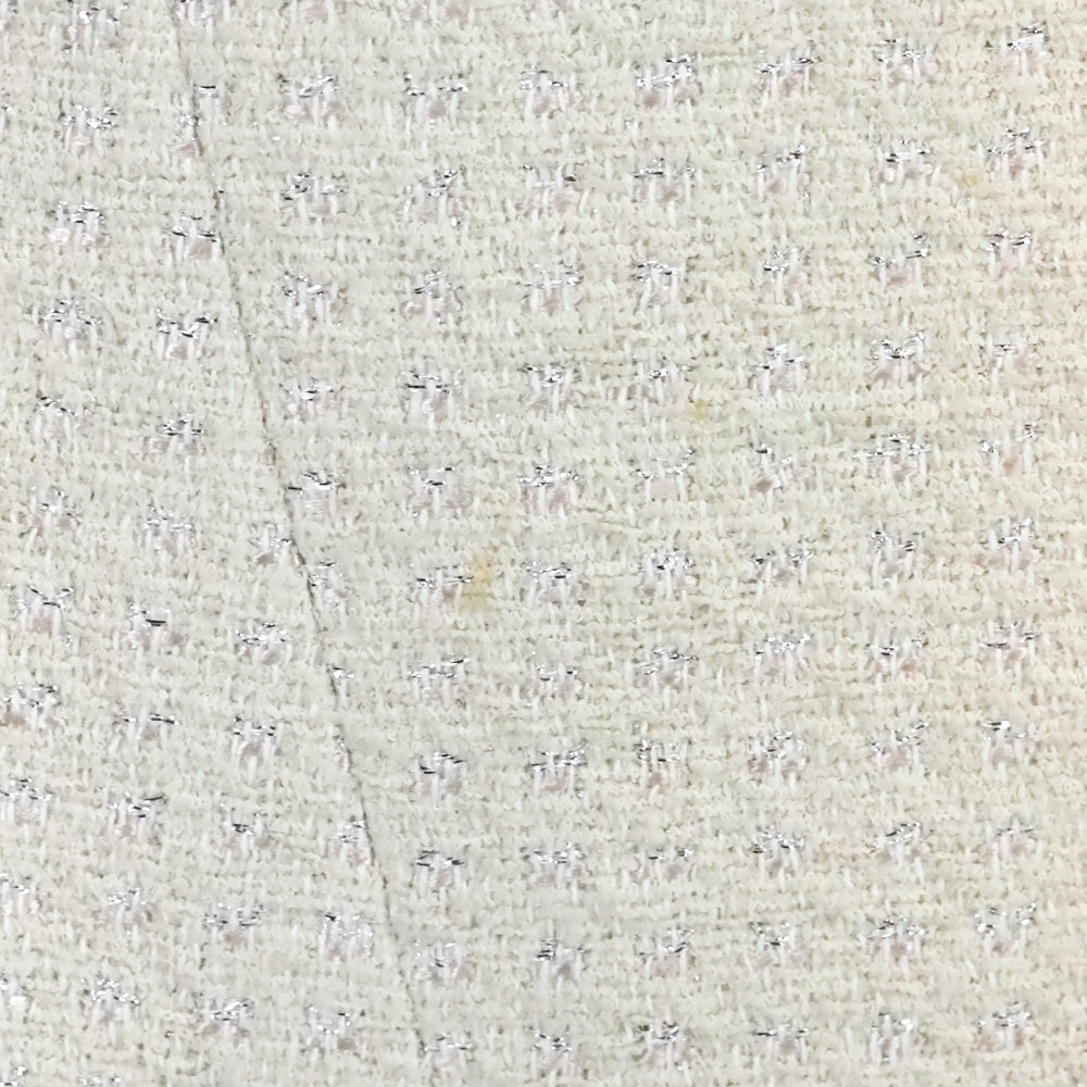 Chanel Spring 2001 Ivory/Metallic Silver Pearl Tweed Suit Jacket & Skirt
