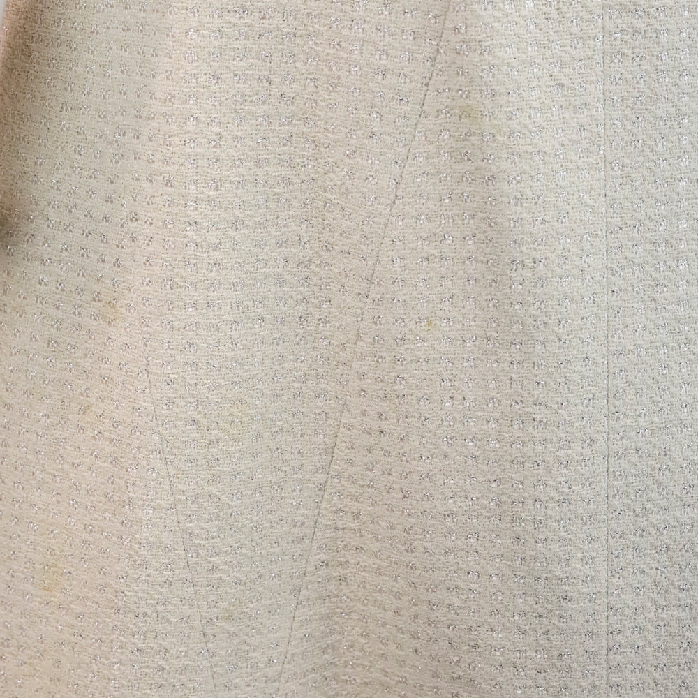 Chanel Spring 2001 Ivory/Metallic Silver Pearl Tweed Suit Jacket & Skirt