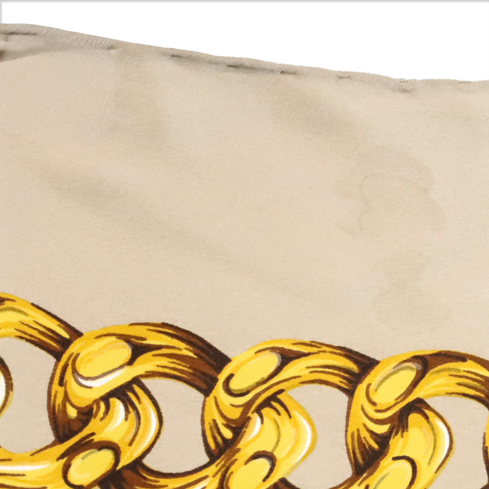 Chanel Taupe CC Chainlink Print Silk Scarf