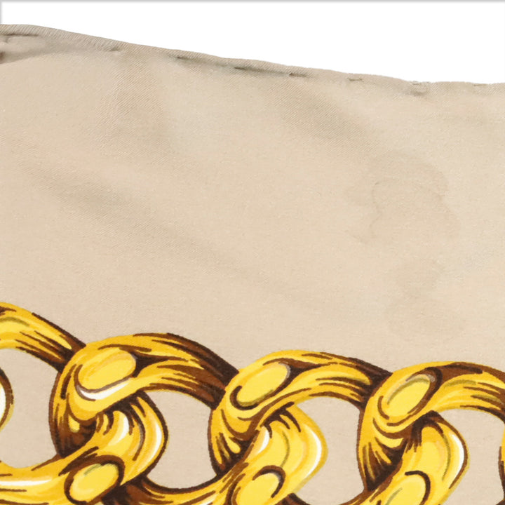 Chanel Taupe CC Chainlink Print Silk Scarf