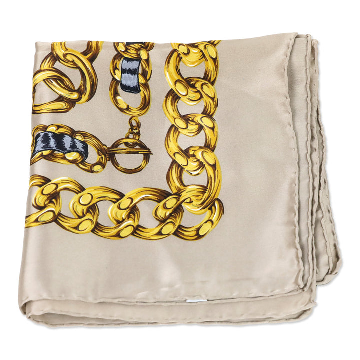Chanel Taupe CC Chainlink Print Silk Scarf