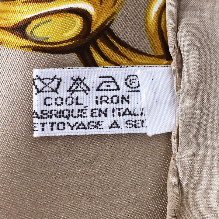 Chanel Taupe CC Chainlink Print Silk Scarf