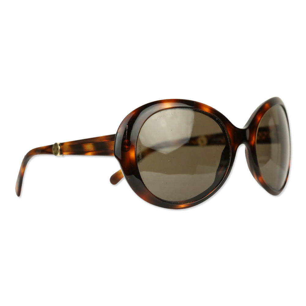 Chanel Tortoise Shell Acetate Oversized Round Sunglasses