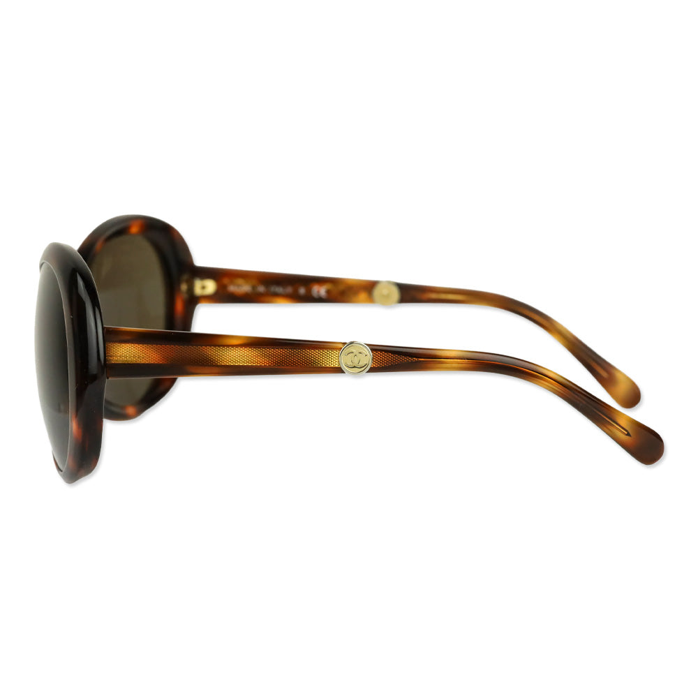 Chanel Tortoise Shell Acetate Oversized Round Sunglasses