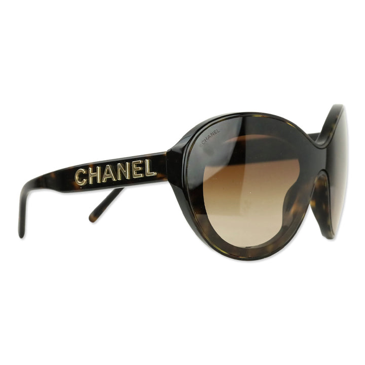 Chanel Tortoiseshell Gold Shield Sunglasses