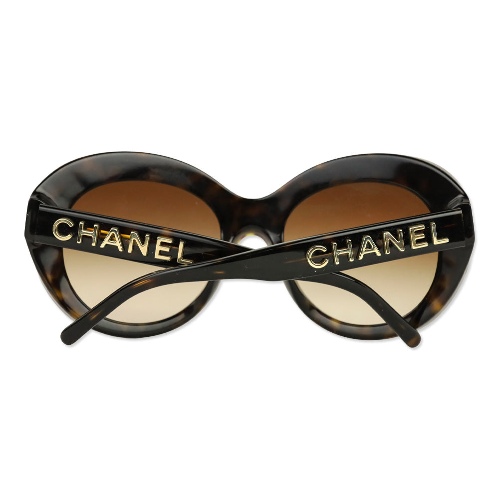 Chanel Tortoiseshell Gold Shield Sunglasses