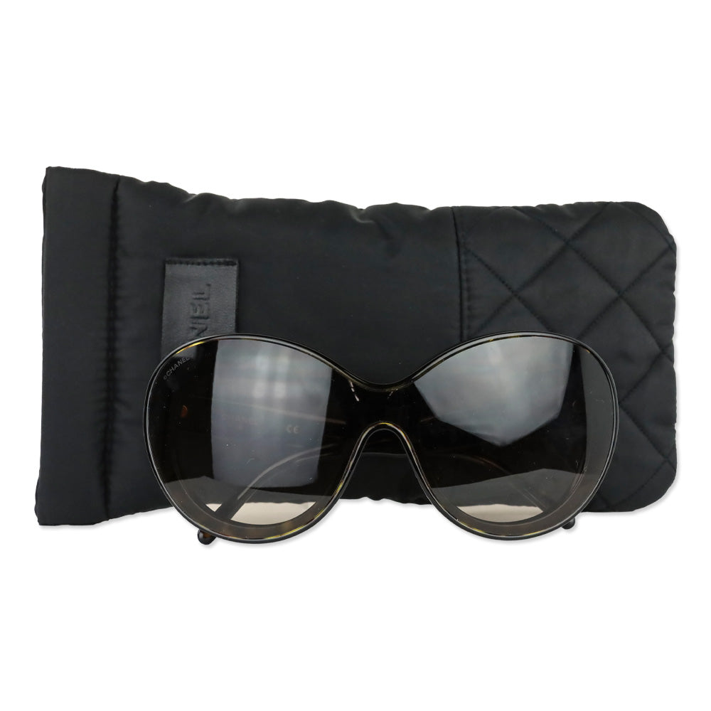 Chanel Tortoiseshell Gold Shield Sunglasses