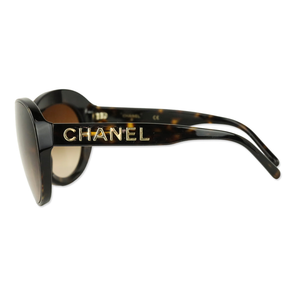 Chanel Tortoiseshell Gold Shield Sunglasses