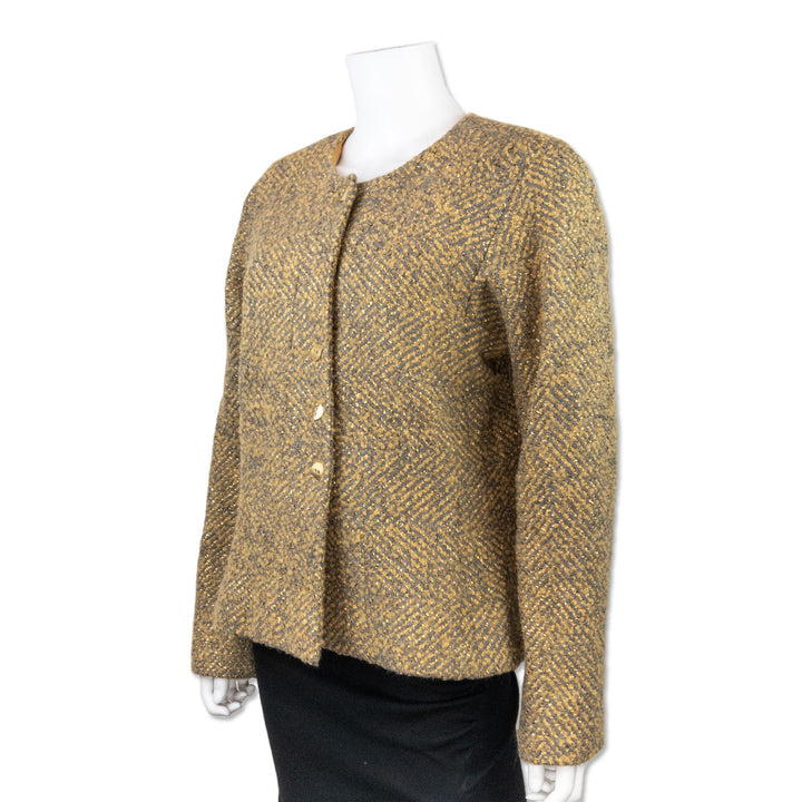 Chanel Vintage 2000s Yellow and Gray Tweed Jacket