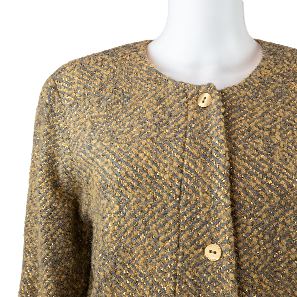 Chanel Vintage 2000s Yellow and Gray Tweed Jacket