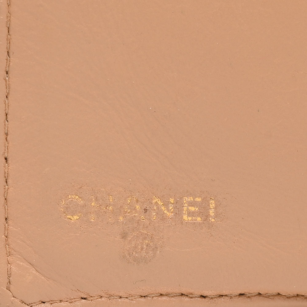Chanel Vintage Beige Caviar Leather CC Compact Wallet