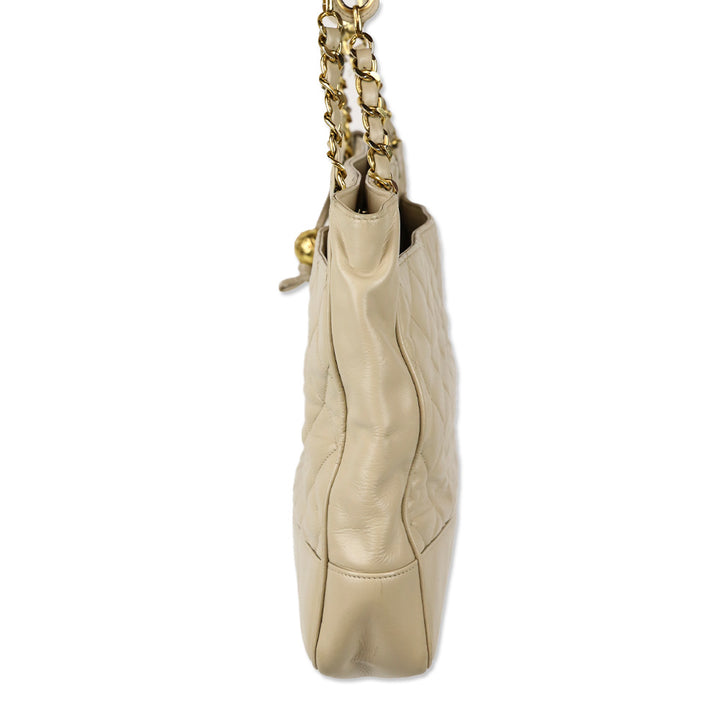 Chanel Vintage Beige Quilted Leather Tote