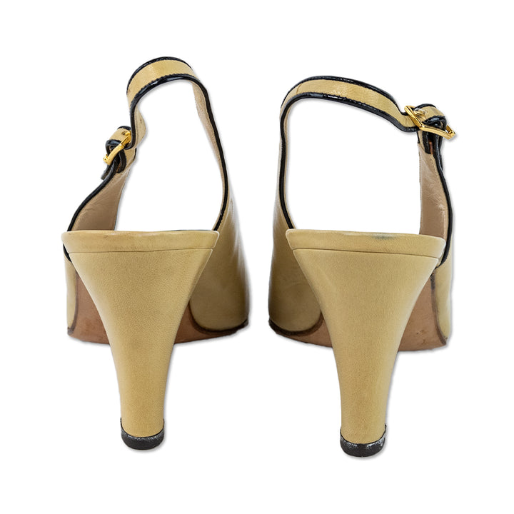 Chanel Vintage Camel Lambskin Slingback Pumps