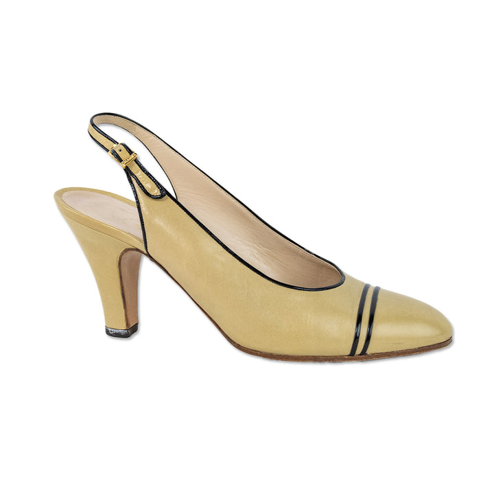 Chanel Vintage Camel Lambskin Slingback Pumps