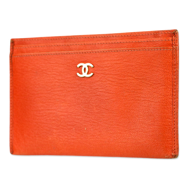 Chanel Vintage Orange Leather Card Holder