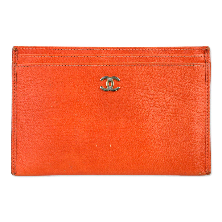 Chanel Vintage Orange Leather Card Holder