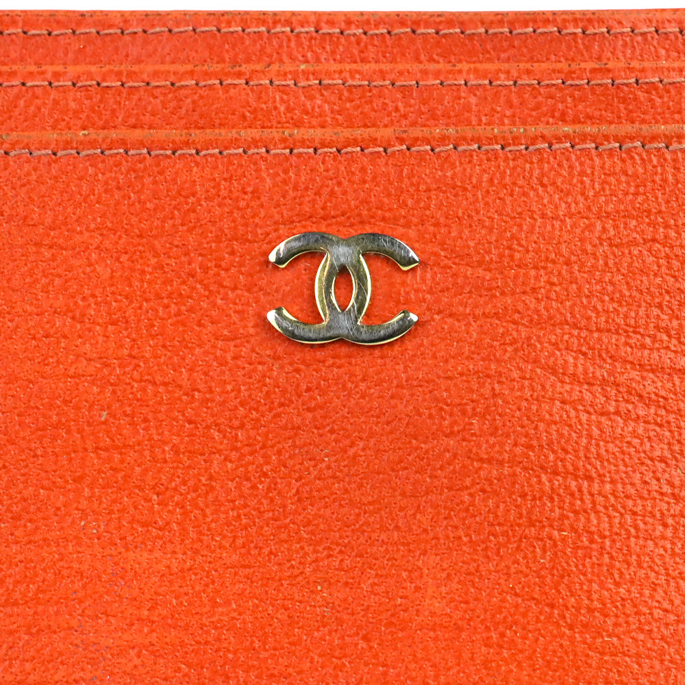 Chanel Vintage Orange Leather Card Holder