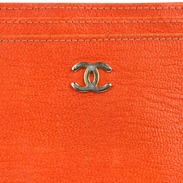 Chanel Vintage Orange Leather Card Holder