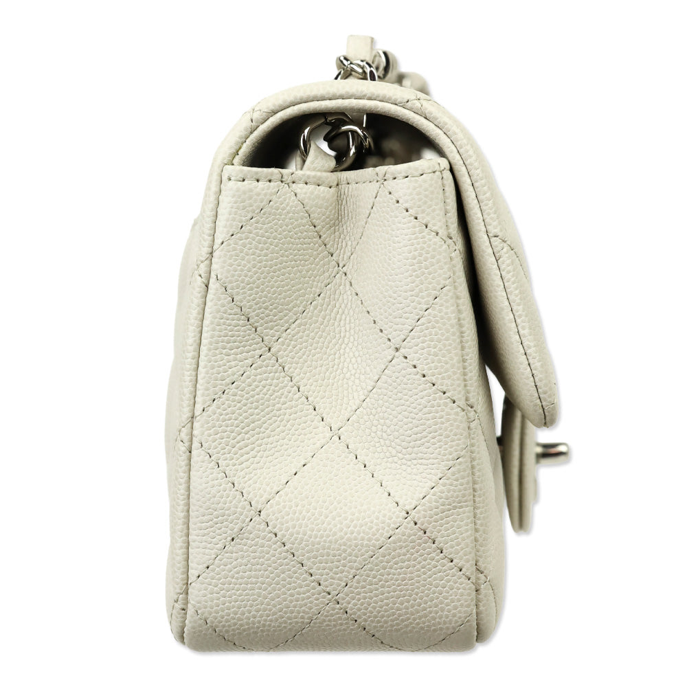 Chanel White Cavier Quilted Leather Mini Flapbag
