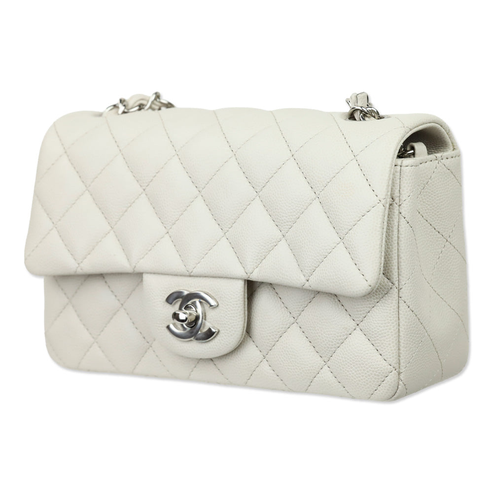 Chanel White Cavier Quilted Leather Mini Flapbag