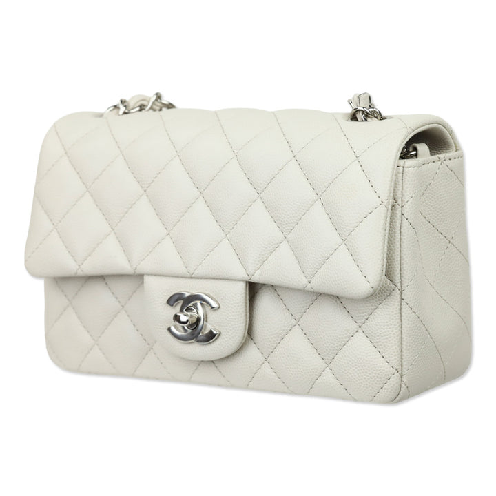 Chanel White Cavier Quilted Leather Mini Flapbag