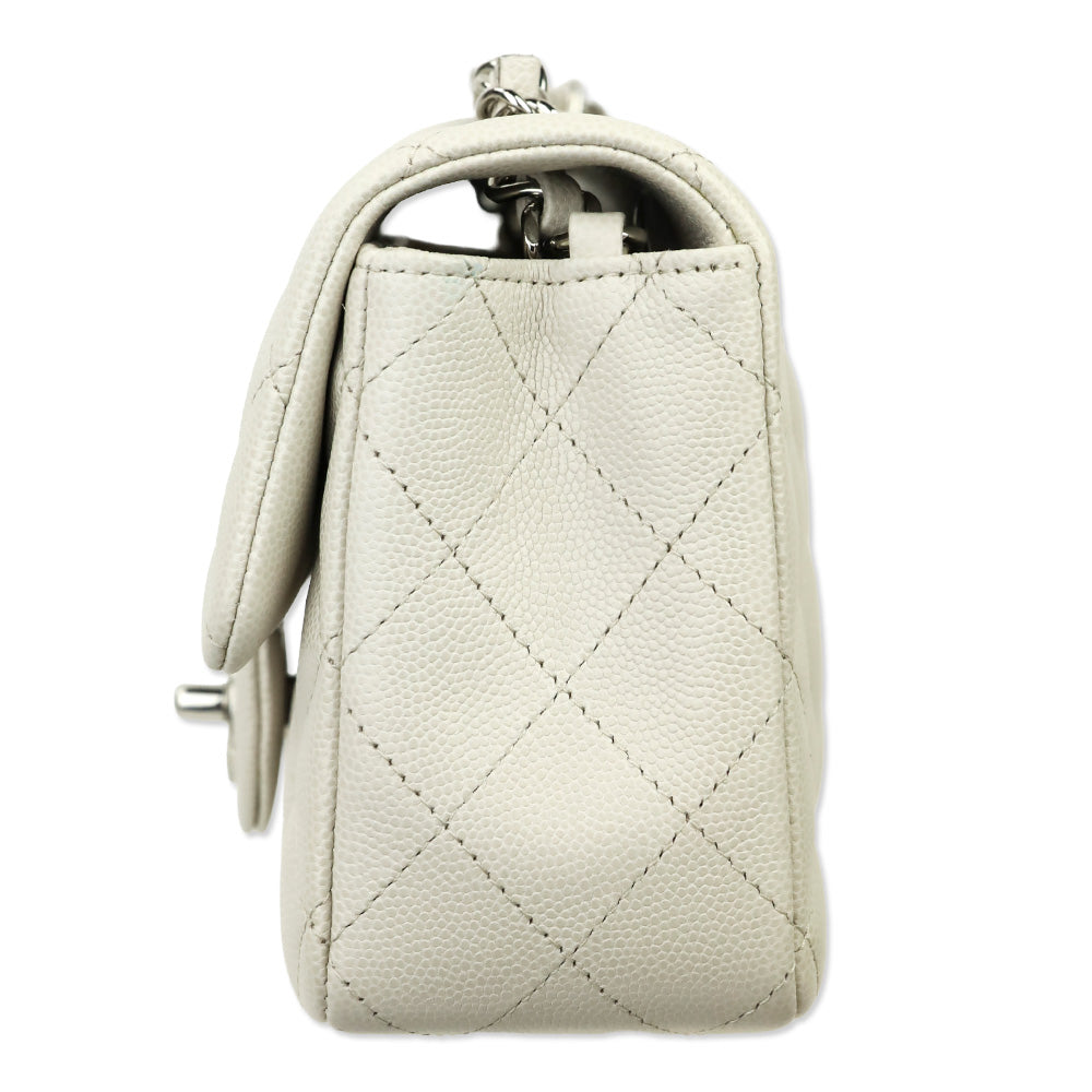 Chanel White Cavier Quilted Leather Mini Flapbag