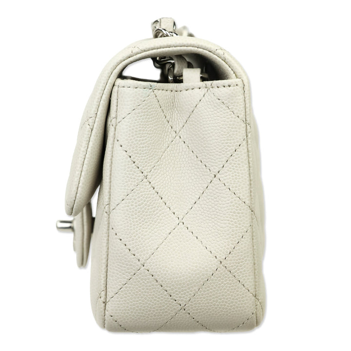 Chanel White Cavier Quilted Leather Mini Flapbag