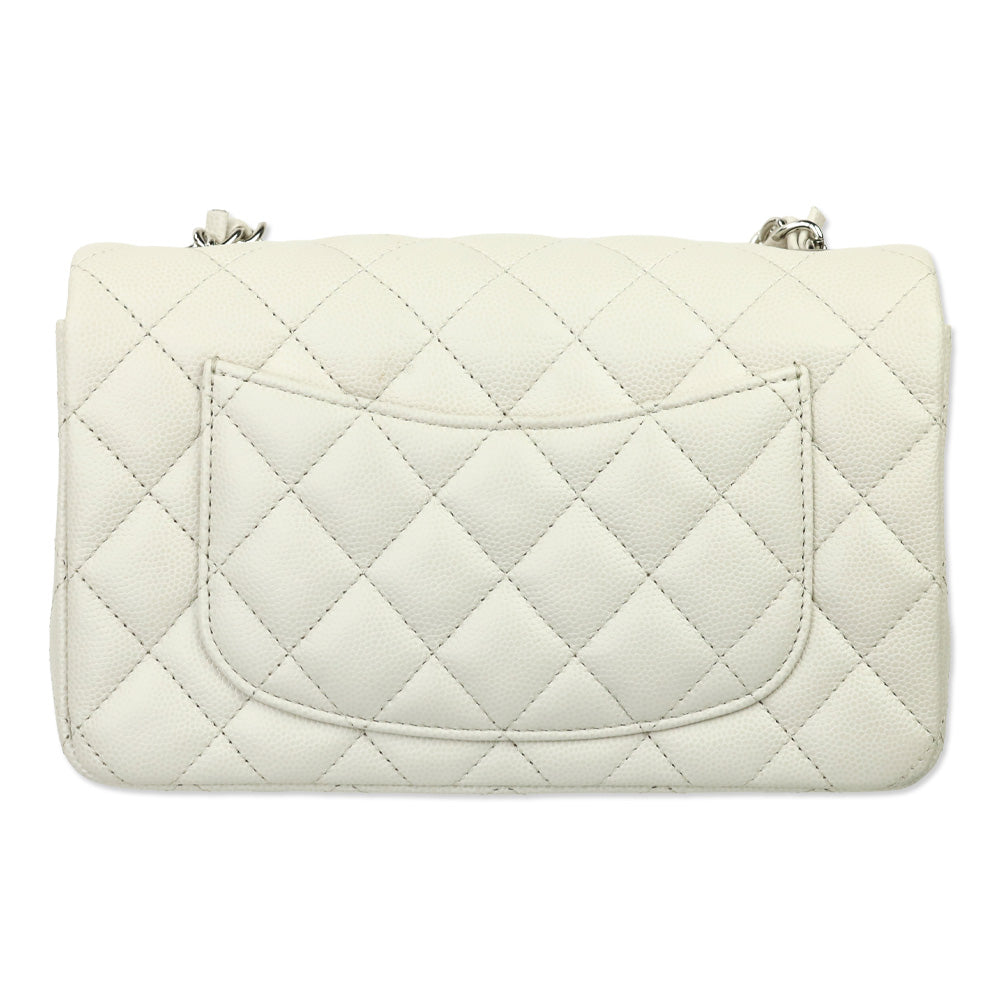 Chanel White Cavier Quilted Leather Mini Flapbag