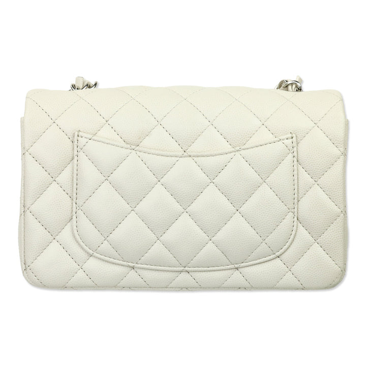 Chanel White Cavier Quilted Leather Mini Flapbag