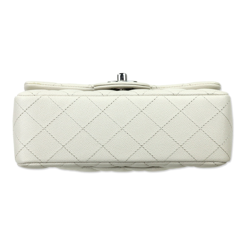 Chanel White Cavier Quilted Leather Mini Flapbag