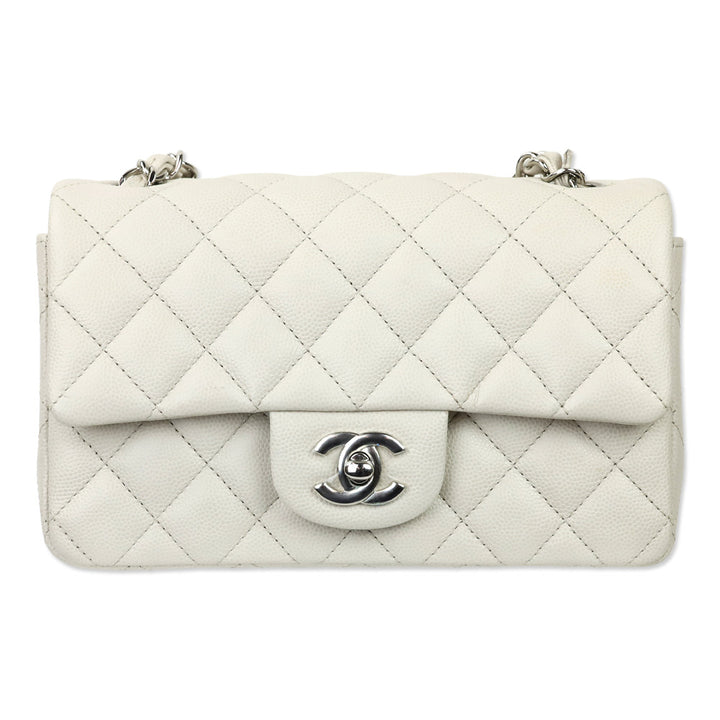 Chanel White Cavier Quilted Leather Mini Flapbag
