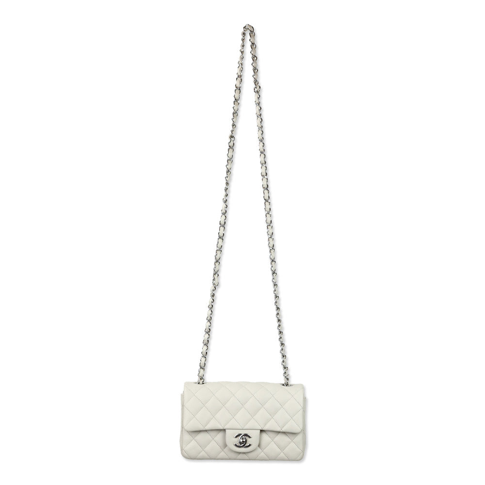 Chanel White Cavier Quilted Leather Mini Flapbag